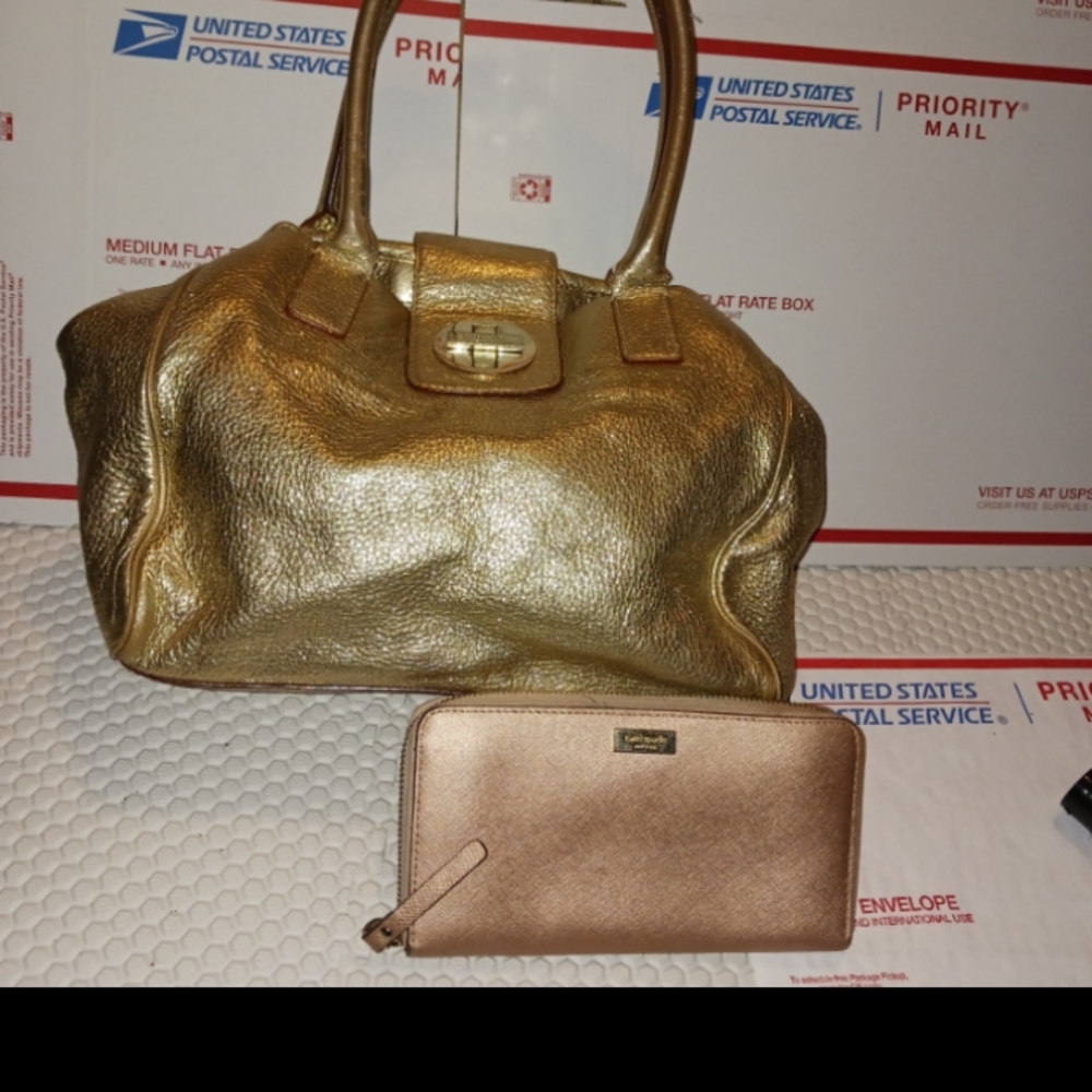 Kate Spade Gold Hobo Bag and Wallet Set